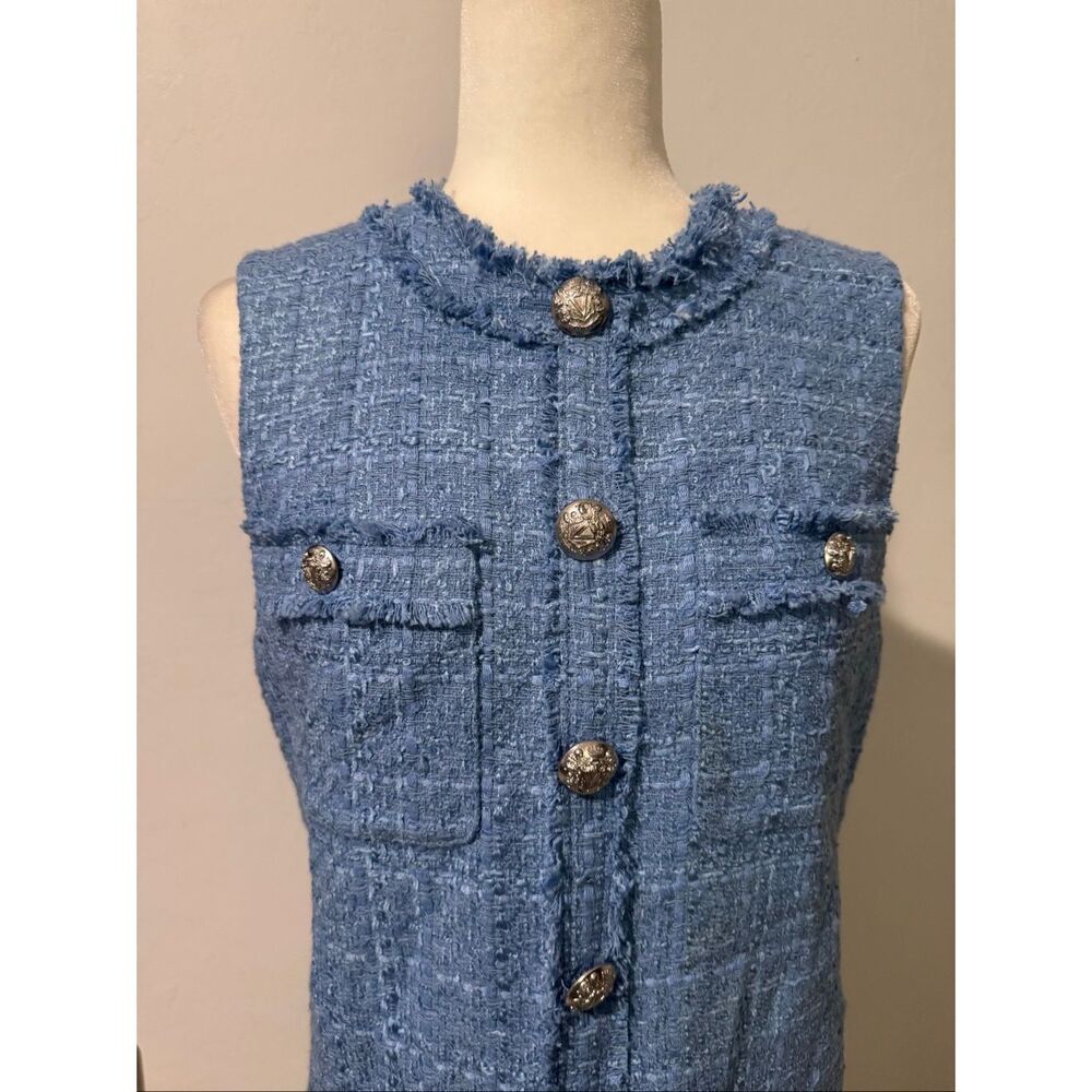 Veranica Beard Laurel Tweed mini shift dress sky blue 2 - Picture 14 of 16